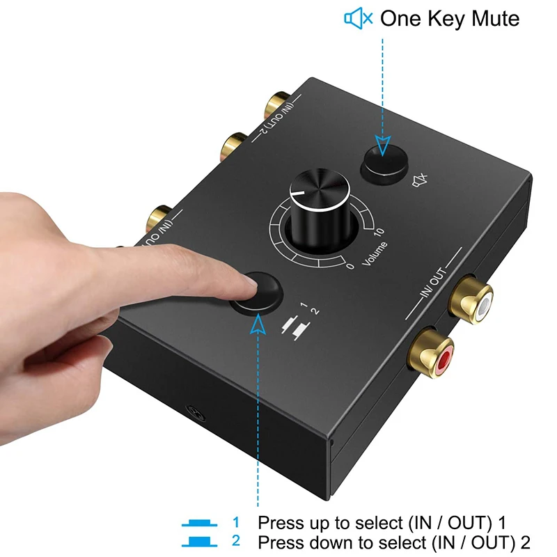 R/L Stereo Audio Bi-Directional Switcher 2 Input 1 Output Switch Splitter 2X1/1X2 With Mute Button | Игрушки и хобби