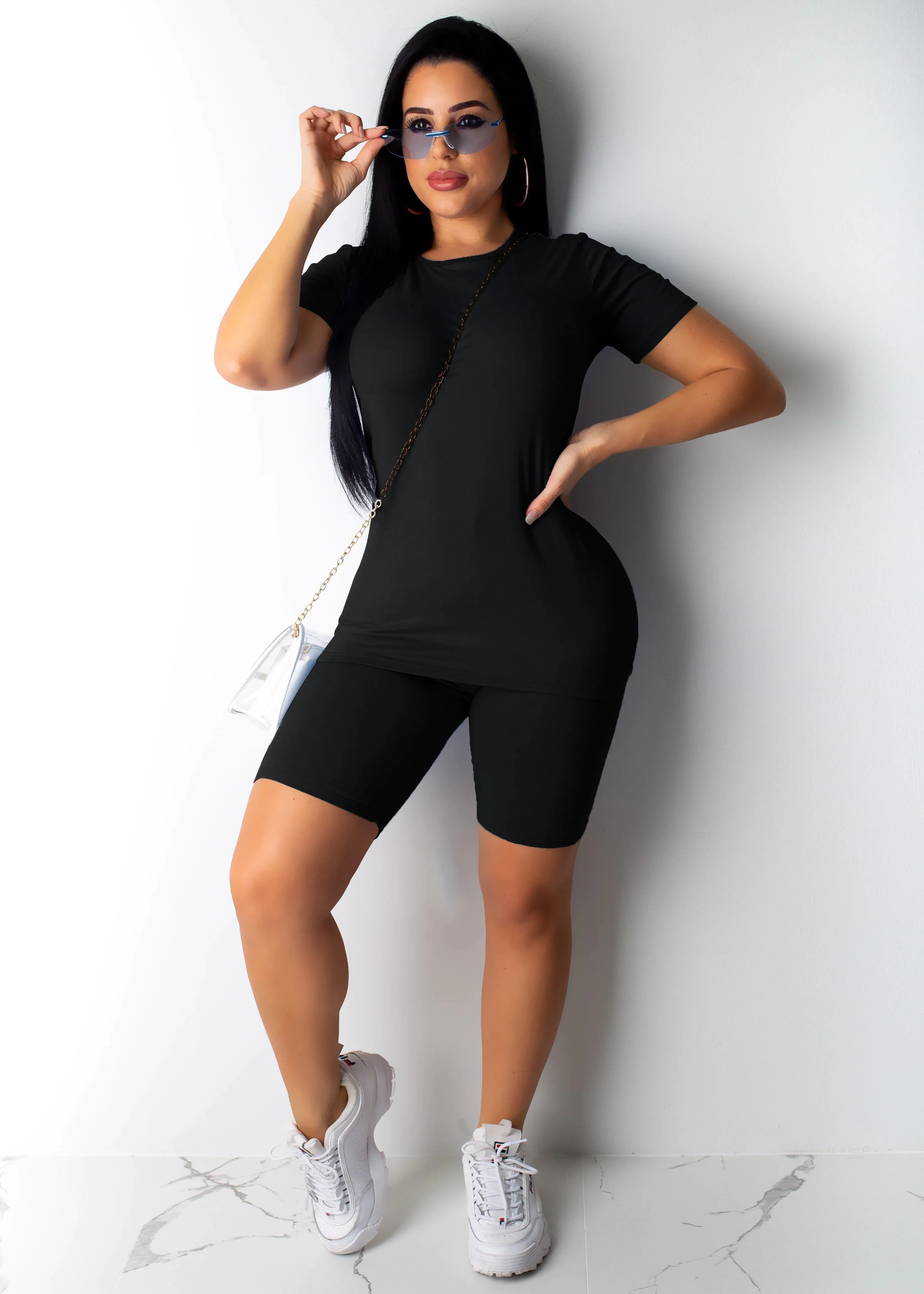 Женский однотонный спортивный костюм для йоги укороченный топ и шорты