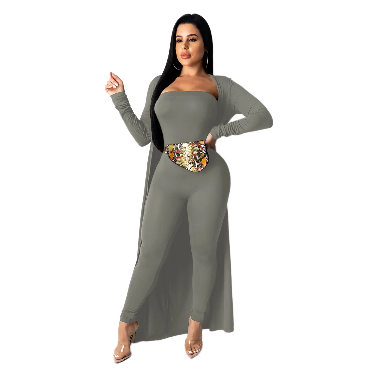 Новинка 2020 зимние женские комплекты накидка с длинным рукавом + комбинезон