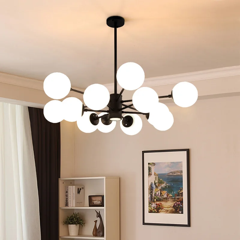 

Simple Modern Gold Black Iron Chandelier For Living Room Bedroom Dining Room Study Nordic Light Luxury Decorative Lamp 16 Bulls