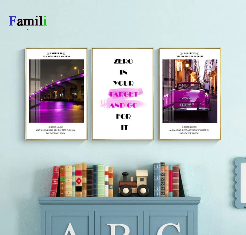 Nordic Decorative Poster Rose Car Building Scenery Canvas Painting Home Decoration Wall Art Pictures For Living Room No Frame | Дом и сад