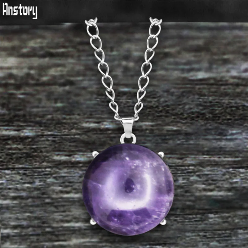 Винтажное круглое ожерелье с кулоном из кварца и лазурита античное