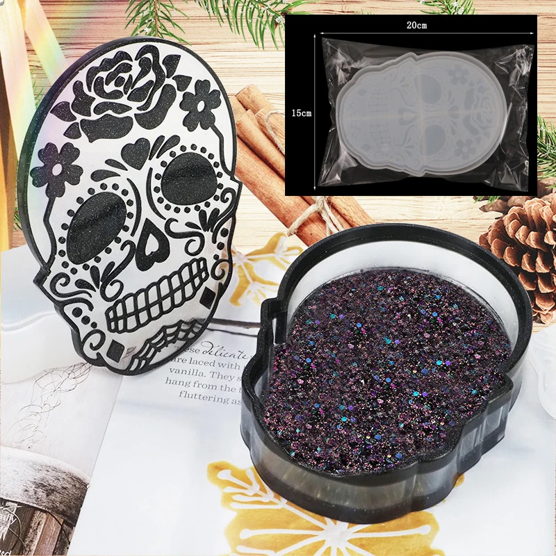 Rose Skull Storage Box Silicone Molds for Diy Handmade Uv Epoxy Plaster Coffin Jewelry Box Resin Mould Art Decoration