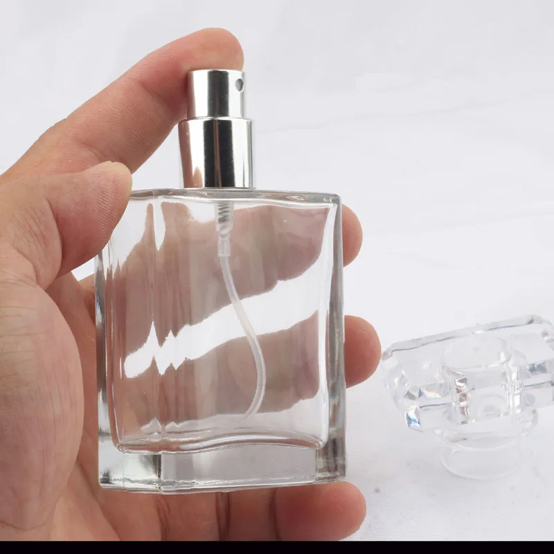 

10Pcs 30 ml New flat square portable glass perfume bottle spray empty and nebulizer can fill bottle