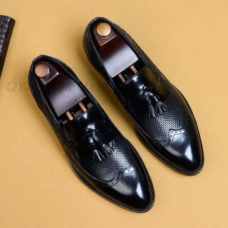 QYFCIOUFU модные официальные туфли с кисточками мужские классические острым носком