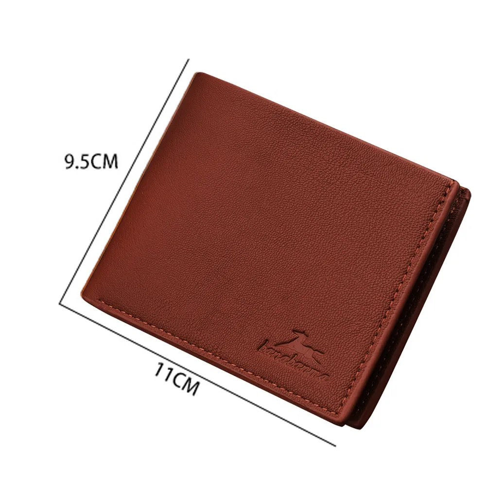 Мужской бумажник из искусственной кожи короткий кошелек однотонный с отделением