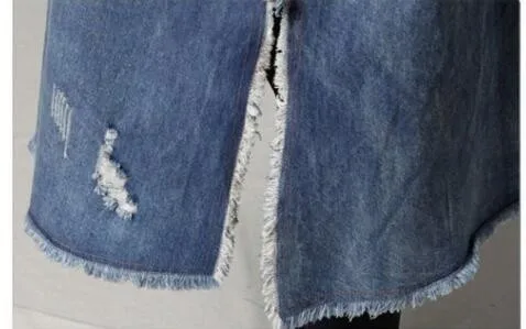 #0190 осень трапециевидной формы с круглым вырезом платье из джинсовой ткани для