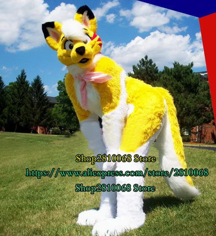 Высокое качество длинный пушистый &quotЛиса&quot &quotВолк&quot Собака Хаски маскарадный