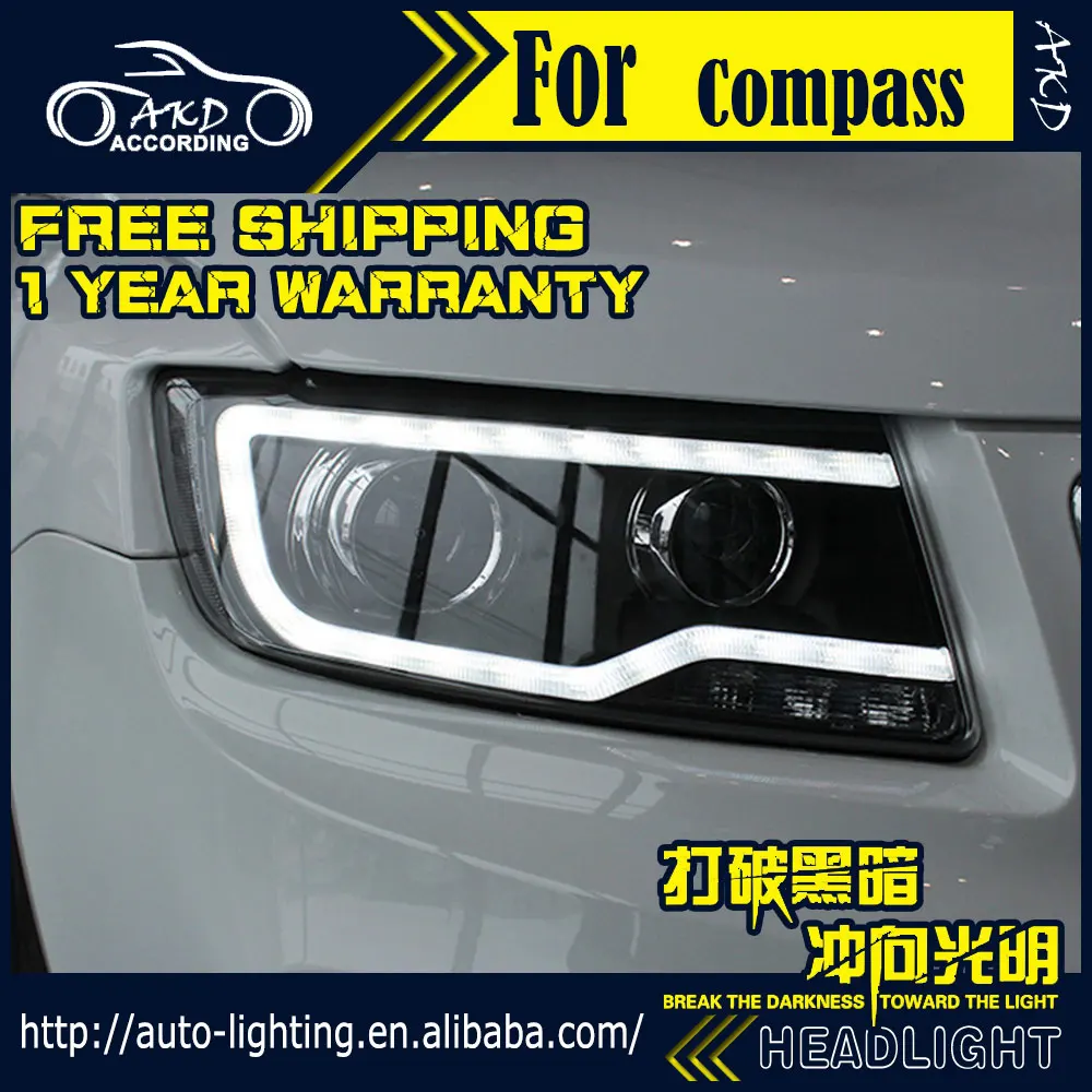 AKD автостайлинг фара в сборе для Jeep Compass фары 2012 2016 светодиодная Grand Cherokee DRL