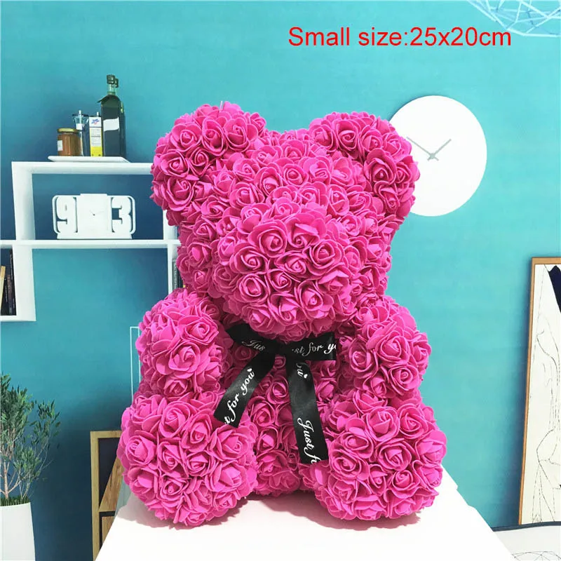 Small Rose Red Прямая поставка 40 см с сердцем большой красный медвежонок Teddi цветок розы искусственные украшения Рождественские подарки для женщин подарок на день Святого Валентина - Цвет: Small Rose Red