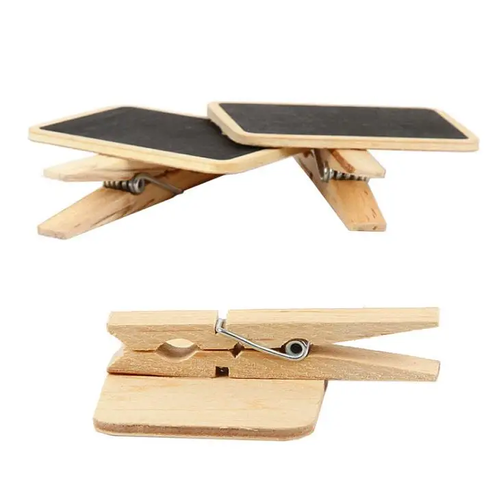 

10 Pcs/set Cute Mini Heart Square Wooden Blackboard Chalkboard with Clips Peg Memo Note Message Board Clamp Stationery Gifts
