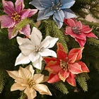 10 шт. блестящие искусственные цветы, искусственные цветы, украшения для рождественской елки для дома, новогодний, Свадебный декор