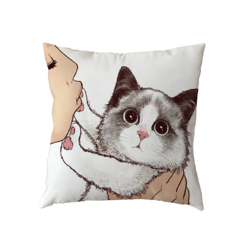 Лидер продаж милая наволочка с изображением кота серый черный коричневый