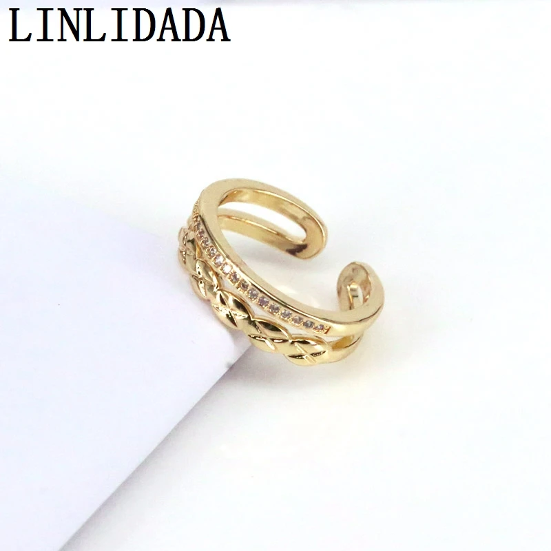 

10Pcs Gold-color Heart Love Rings Wedding Micro Pave Ring For Women Bohemia Korean Style Geometric Rings Jewelry Gift