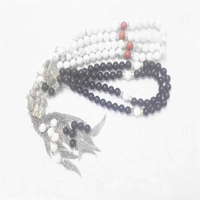 8 мм круглый howlite камень кровати Форма 33 четки Исламская Мусульманский Tasbih Аллах