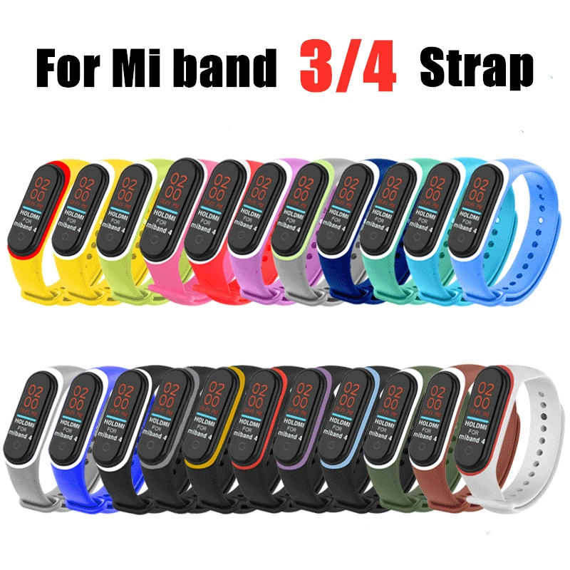 Colorful Mi Band 3 4 Strap Silicone Wrist Strap For Xiaomi Mi Band 4 Accessories Bracelet Miband 4 Replacement Dual Color Straps