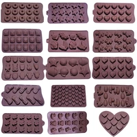 brown color silicone material chocolate molds ice tray baking tools diy biscuit fondant epoxy pastry candy chocolate molds