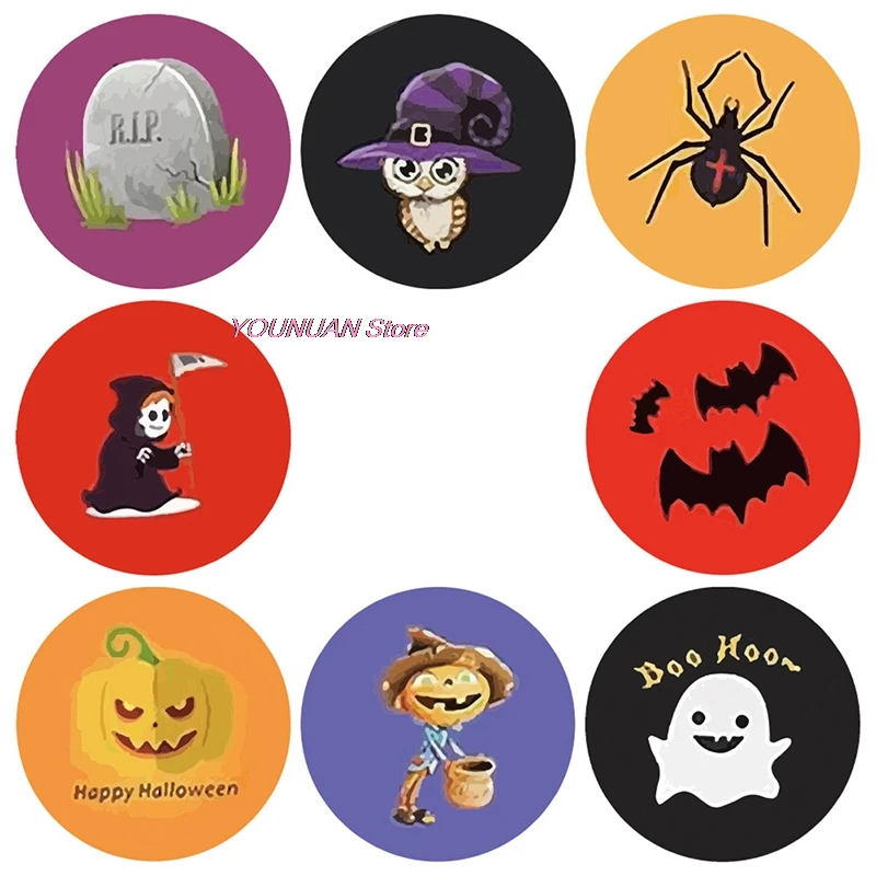 

500pcs Halloween ghost round Stickers Envelope Sealing Labels Candy Bag Sticker
