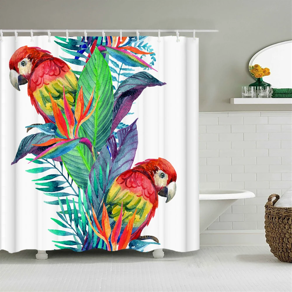 

Plants Flowers Birds Shower Curtains Bathroom Polyester Waterproof Shower Curtain Leaves Printing Curtains for Bathroom Shower