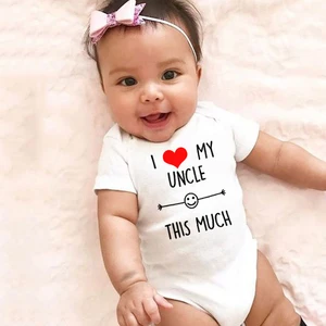 2020 I Love My Uncle This Much Funny Newborn Baby Casual Romper Infant Girls Boys Short Sleeve Fashi in India