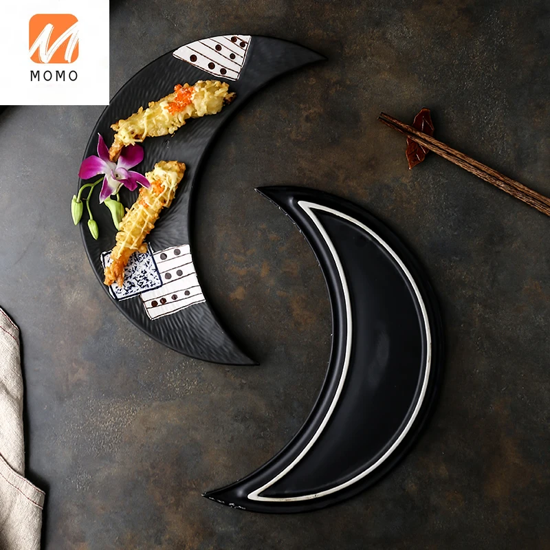 

Creative Ceramic Dish Sushi Plate Moon Plate Sashimi Tableware
