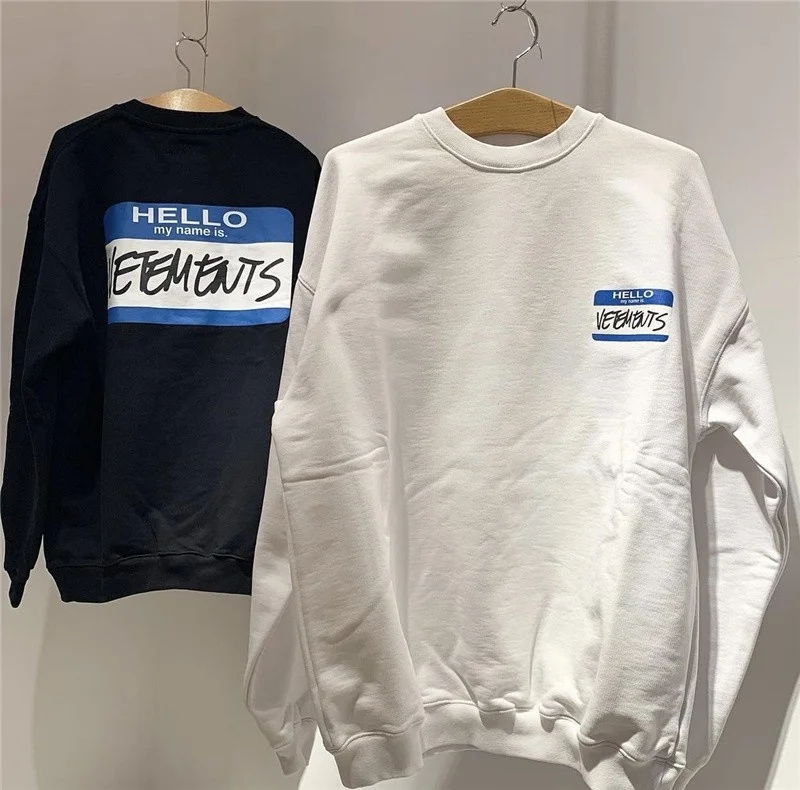 

Men Women 1:1 Best Quality Pullover Signature Printing Vetements Sweatshirts Hoodie 2021FW Vetements Sweatshirts