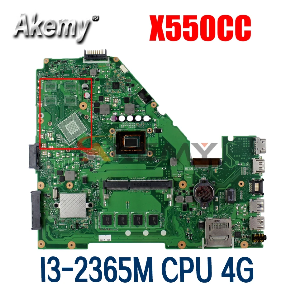 

Akmey X550CC For Asus X550CA R510C Y581C X550C X550CL laptop motherboard I3-2365M CPU 4G tested 100% work original mainboard