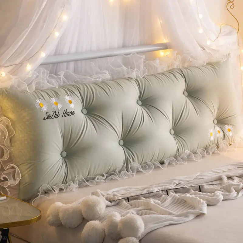 Подушка прикроватная мягкая с вышивкой милая эластичная для кровати Королевский