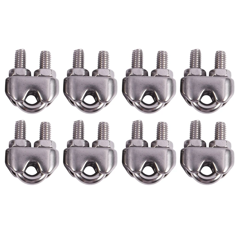 

8Pcs Stainless Steel Cable Clip Saddle Clamp for Ropes 0.3cm 3mm Wire