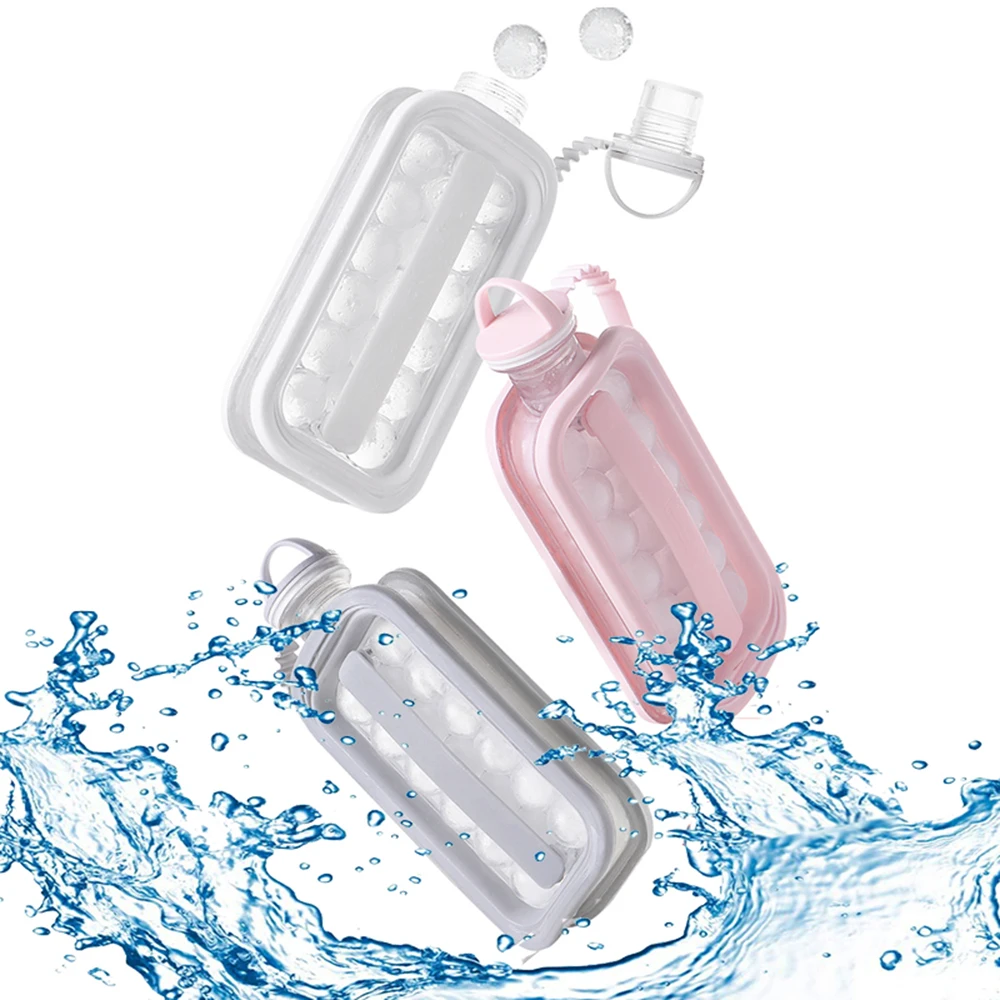 

Portable 2 In 1 Ice Ball Maker Creative Ice Bottle Cubic Container Ice Cube Round Tray Mold DIY Iattice Kettle Bar Kitchen Tool