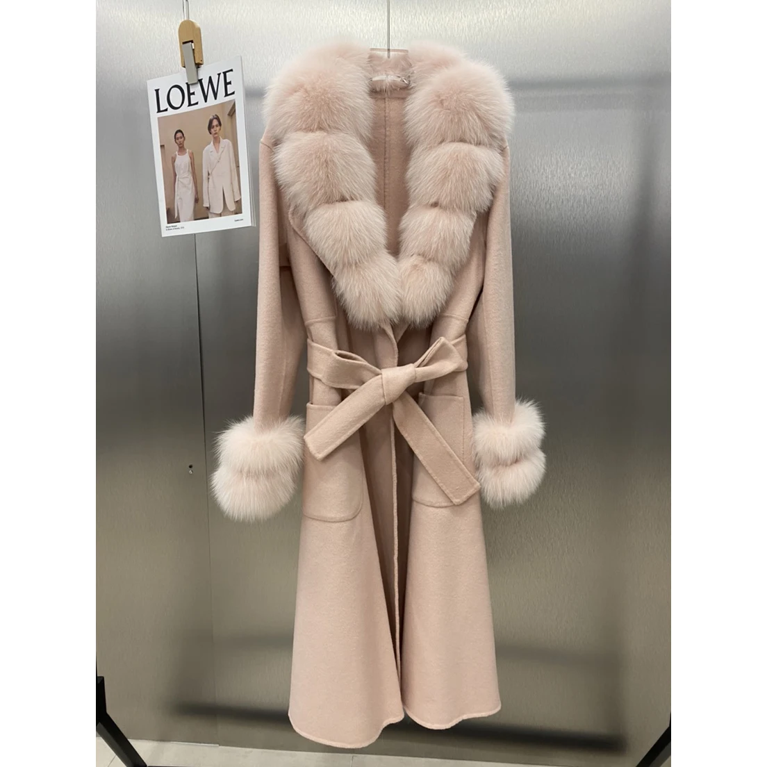 JAZZEVAR Winter Parka Women Luxurious Large Real Fox Fur Collar Outerwear Female Socialite Cashmere Double Faced Long Wool Coat enlarge