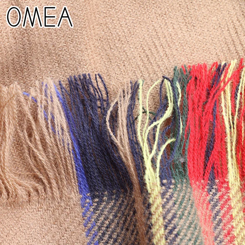 OMEA зимний аксессуар шарф женский квадратный плед платок на голову кашемировое