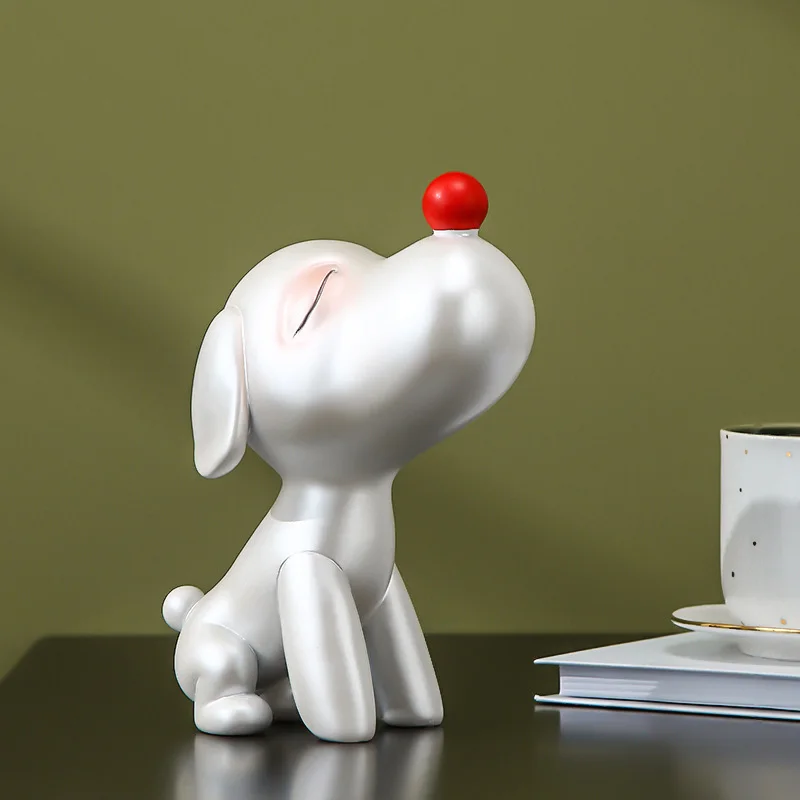 Креативное украшение в виде собаки с красным носом из смолы животного для дома