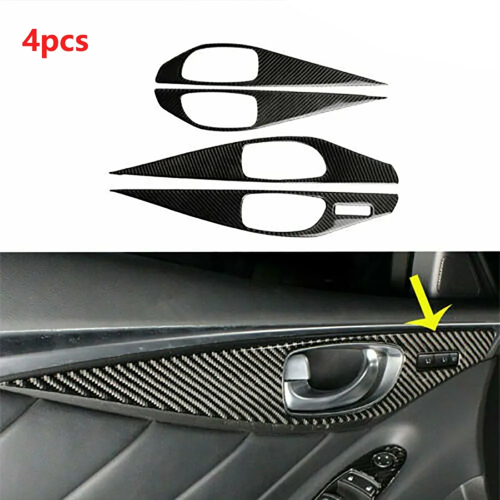 

4PCS Stickers Carbon Fiber Interior Door Panel Cover Left Right Trim For Infiniti Q50 2014-2019 Durable Car Door Panel Stickers