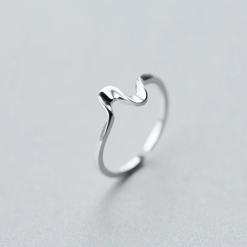 Женское кольцо с волнами Trustdavis минималистичное регулируемое из 100% стерлингового