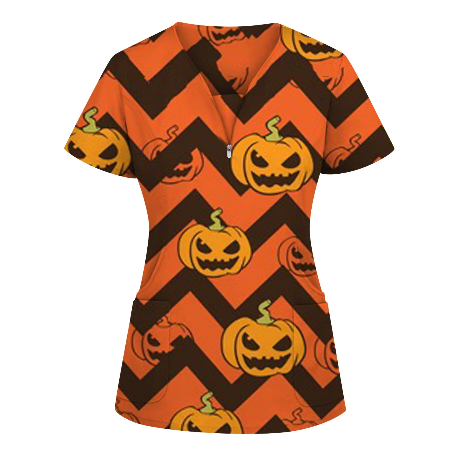 

Женский топ с карманами, V-образным вырезом и коротким рукавом