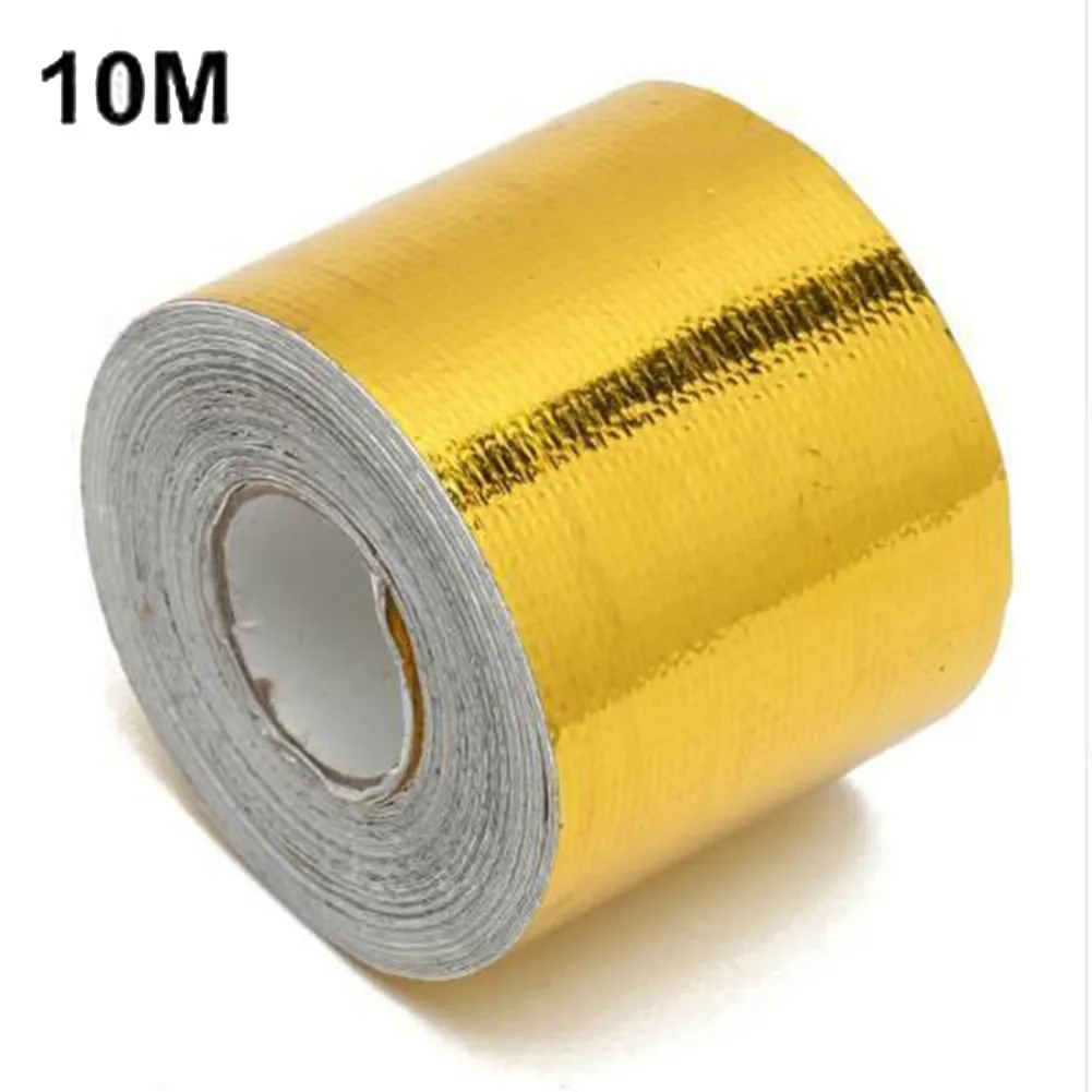 

1 Roll Car Exhaust Pipe Adhesive Stickers Reflective Gold High Temperature Heat Shield Wrap Tape 10M Interior Accessories