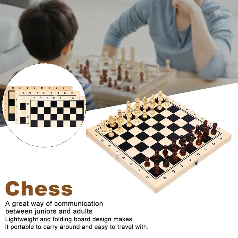 

Large Magnetic Wooden Folding Chess Set Felted Game Board 29/34/39cm Interior Storage Adult Kids Gift Family Game Chess Board