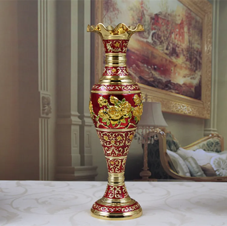 

Metal arts and crafts home furnishing vase European style gold five color rose vase high grade lotus leaf vase