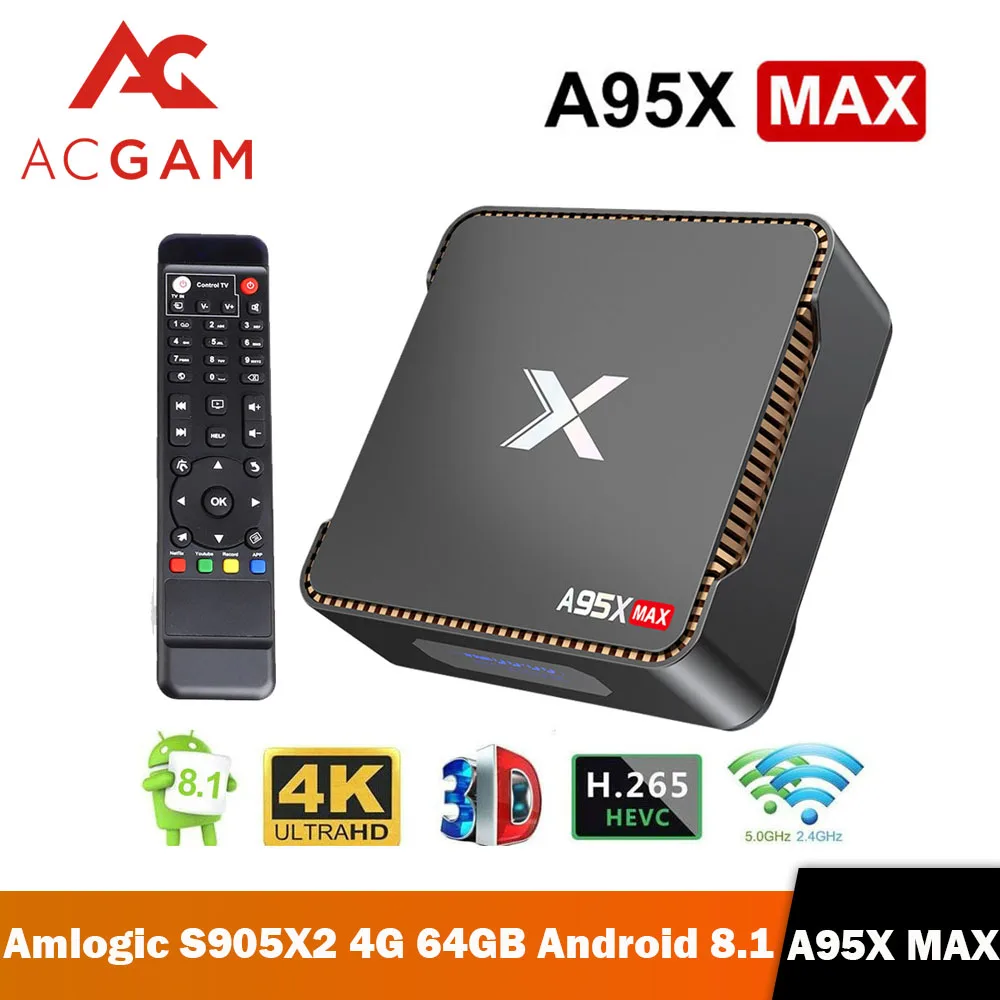 A95X MAX ТВ приставка Android 4G 64GB 8 1 Amlogic S905X2 2 & 5G двойной Wifi BT 4 1000M медиаплеер Топ Смарт