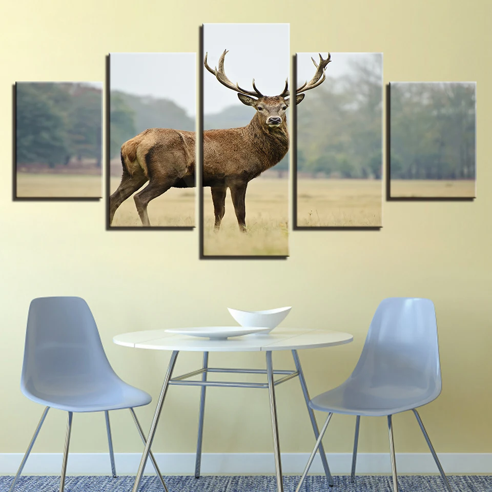 HD печать на стену животное холст картина рамка 5 шт. олень картины гостиная