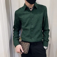 men tuxedo shirts classic pleated solid casual slim long sleeve blouse gentleman groomsman party wedding tops black green white