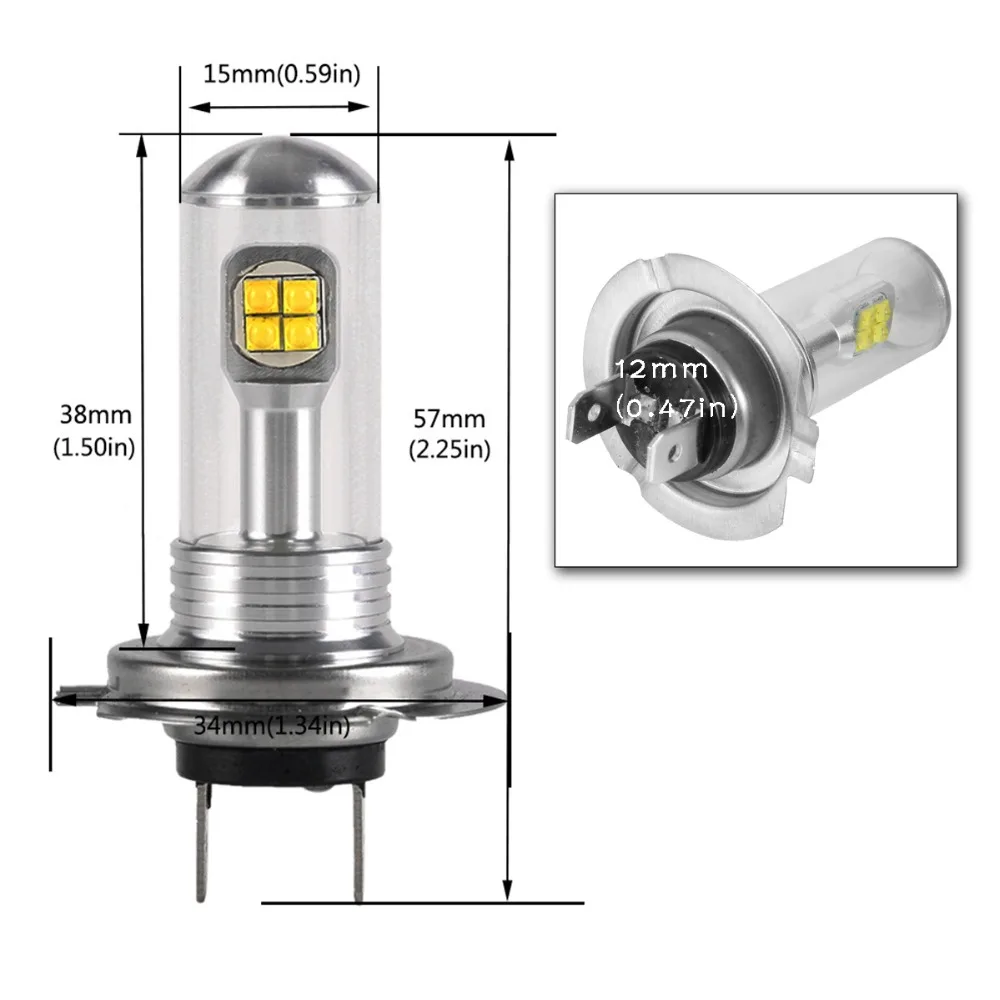 

2Pcs 12-24V 8LED H7 6000K 80W Car Fog light Signal light White reading light Auto Headlamp Led Car Light