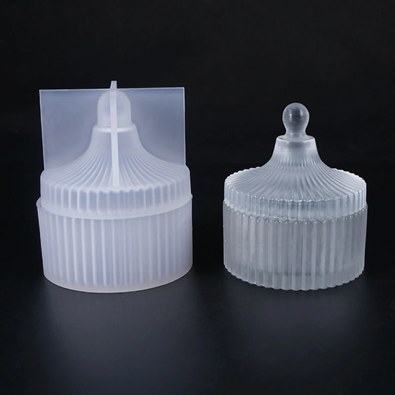 

Storage Box Silicone Mold Round Striped Candle Jar Box Design Epoxy Clay Mold
