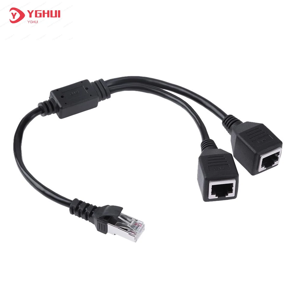 

RJ45 1 Male to 2 Female LAN Ethernet Network Cable Splitter 2 Way LAN Adaptor Cord High Speed Cable RJ45 Splitter Adapter