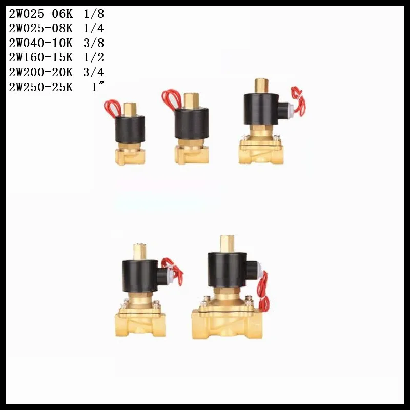 

2W-200-20K 3/4" N/O Brass Electric Solenoid Valve DC12V DC24V AC110V AC220V Normally Open Type Solenoid Valve For Water Oil Air