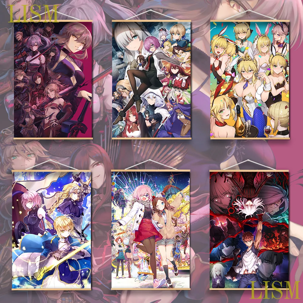 Fate Grand Order FGO Аниме Манга настенный постер из массива дерева подвесной свиток с