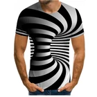 Новинка 2021, модная крутая Мужская футболка с геометрическим рисунком, супердышащая Мужская и женская футболка в стиле Харадзюку С 3D-принтом и круглым вырезом