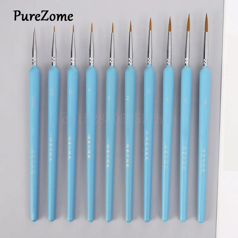 

10Pcs/set Professional Wolf Hair Hook Line Pen Fine Painting Brush Pen Set Artist Watercolor Acrylic Paint Brush Art Drawing Sup