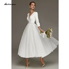 Женское свадебное платье It's yiiya, белое элегантное платье трапециевидной формы с V-образным вырезом и рукавом 34 на лето 2022